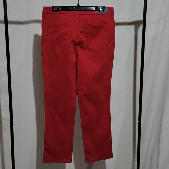 Bandolino jeans red Mandie style straight legs stretch cotton denim pants petite - Picture 2 of 16
